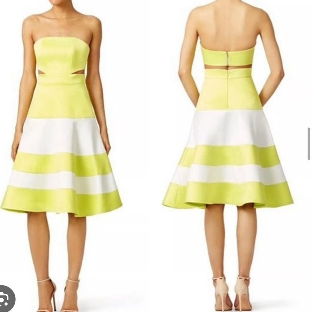 Chic Strapless Lime and White Dress